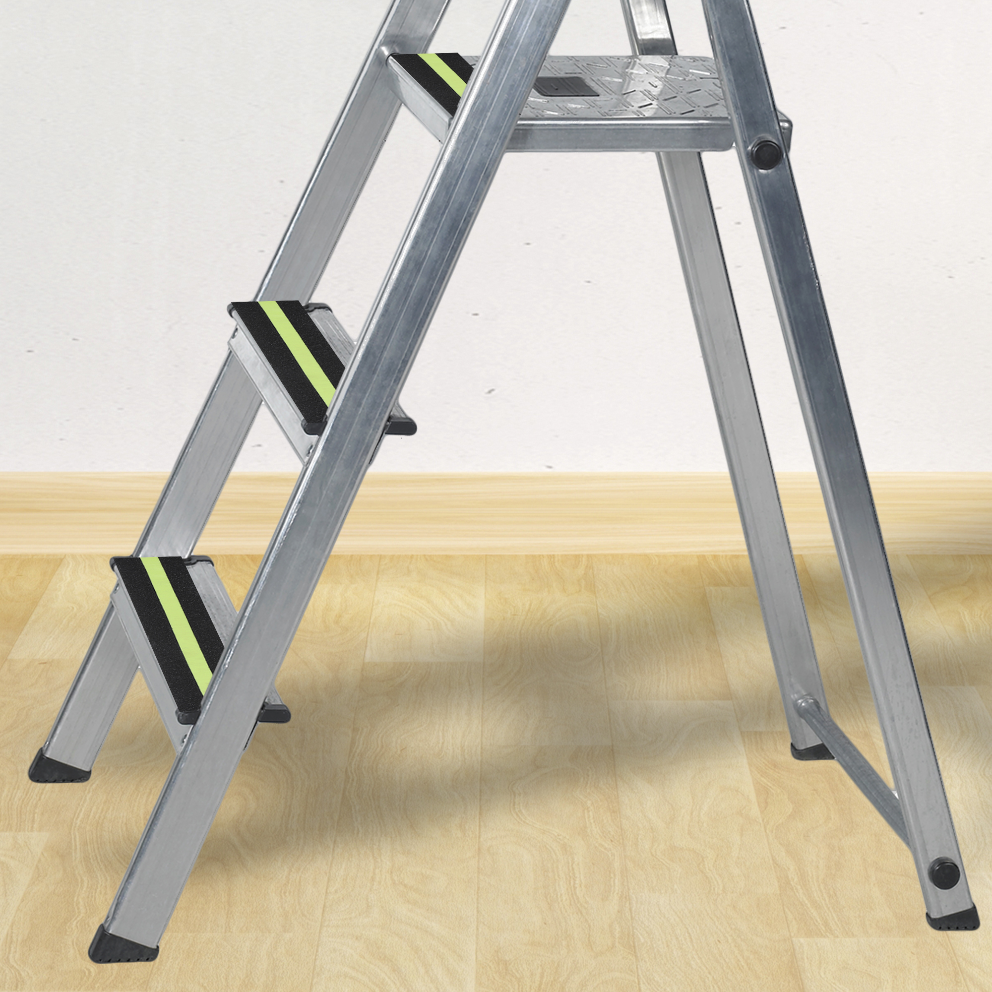 studio photography of a metal ladder isolated on white with clipping path